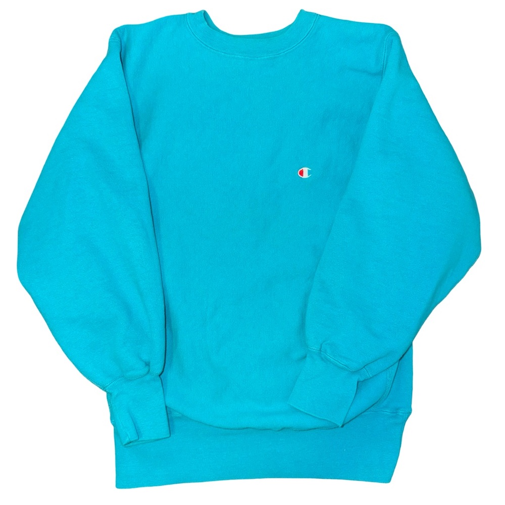 Vintage 90s reverse weave heavy weight‎ crewneck sweatshirt in turquoise.